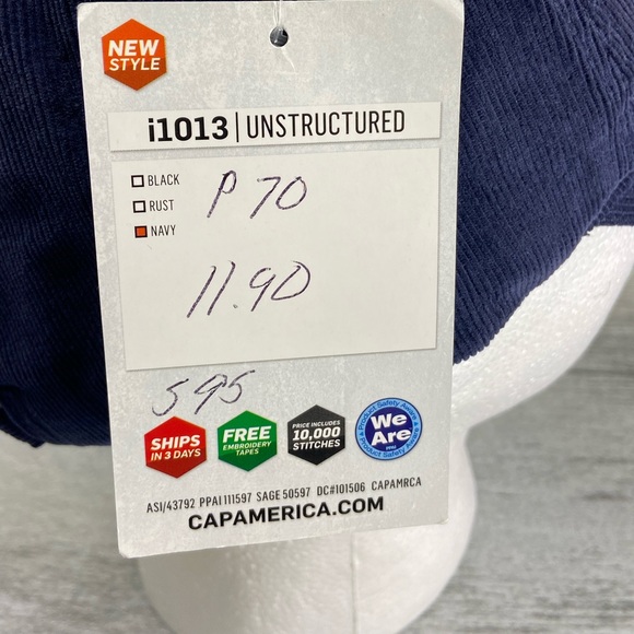 Cap America Trolls Spellout Navy Blue Corduroy Adjustable StrapBack Hat NWT - Picture 14 of 14